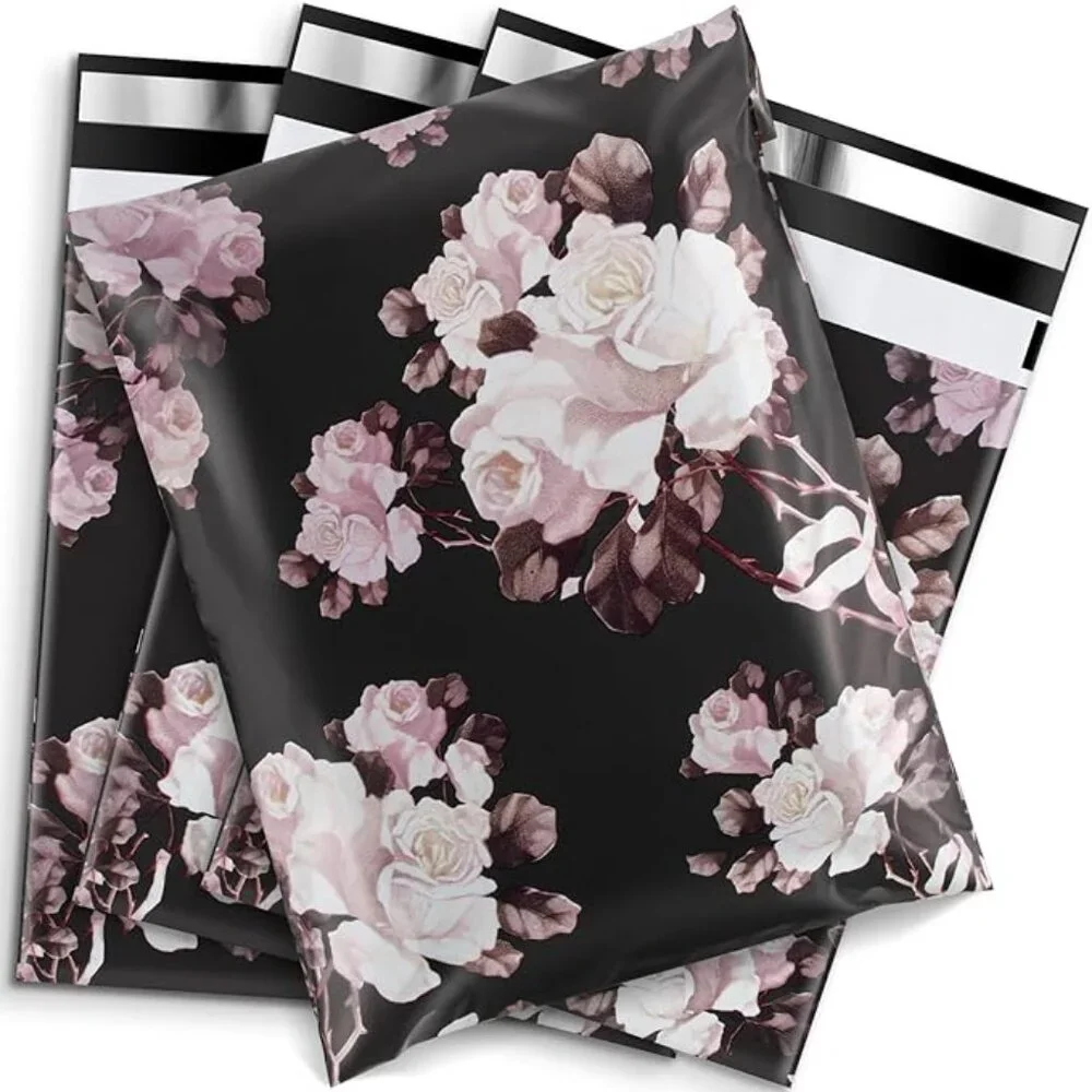 Black Floral 10 X13 Poly Mailers 20 Count New